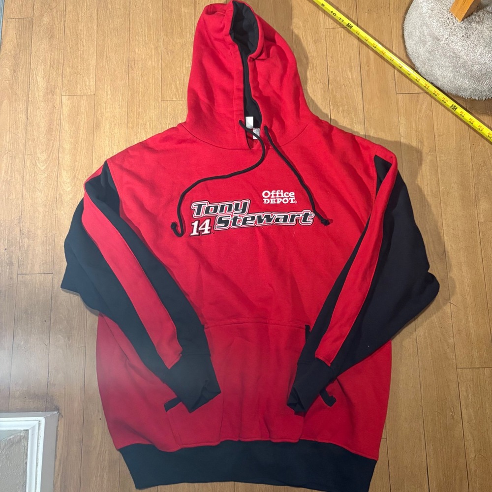 Vintage Tony Stewart NASCAR Hoodie Winners Circle Office Depot Red Black XXL